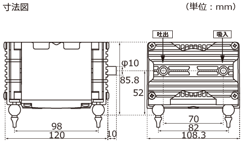 テクノ高槻 エアーポンプ VP-4020S VP-5030S VP-6035S 外形図