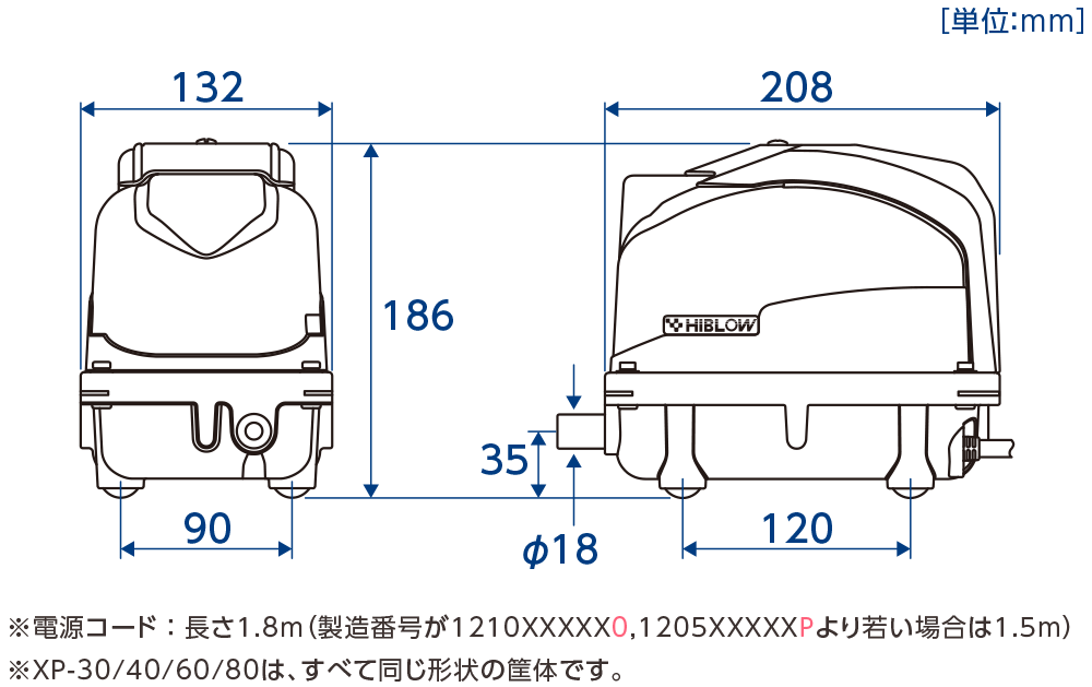 2022A/W新作送料無料 エース爽テクノ高槻エアーポンプ 吐出型 XP-80 1-2509-04